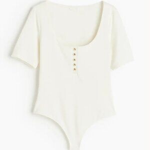 Button-front Thong Bodysuit